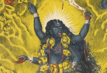 Die Kali Göttin auf Shiva tanzend