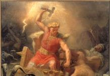 Der stärkste der nordischen Götter ist Thor mit seinem magischen Hammer Mjölnir